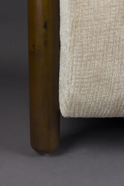 Fauteuil en tissu beige et bois Robinson - Dutchbone