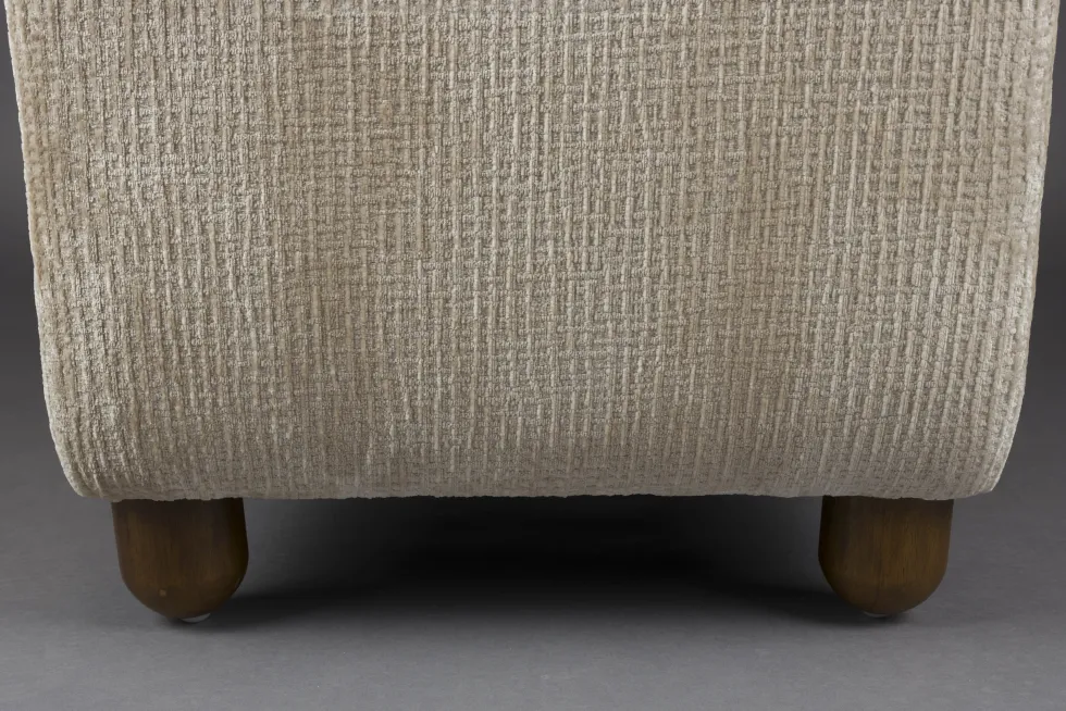Fauteuil en tissu beige et bois Robinson - Dutchbone