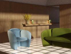 Fauteuil en tissu bleu clair Lily - Petite Friture