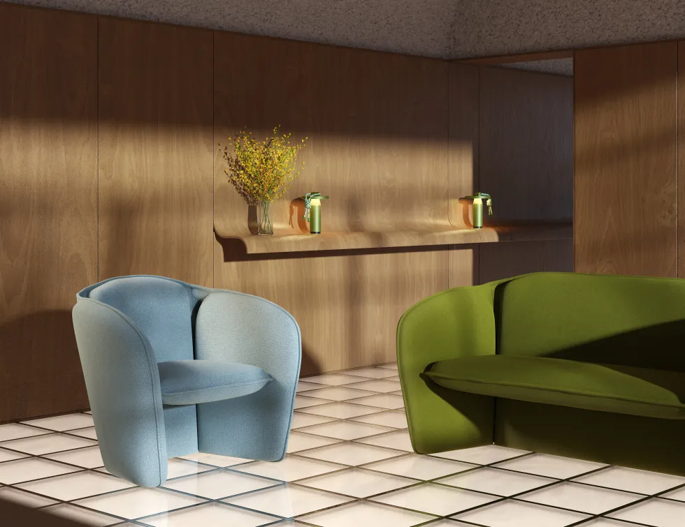 Fauteuil en tissu bleu clair Lily - Petite Friture