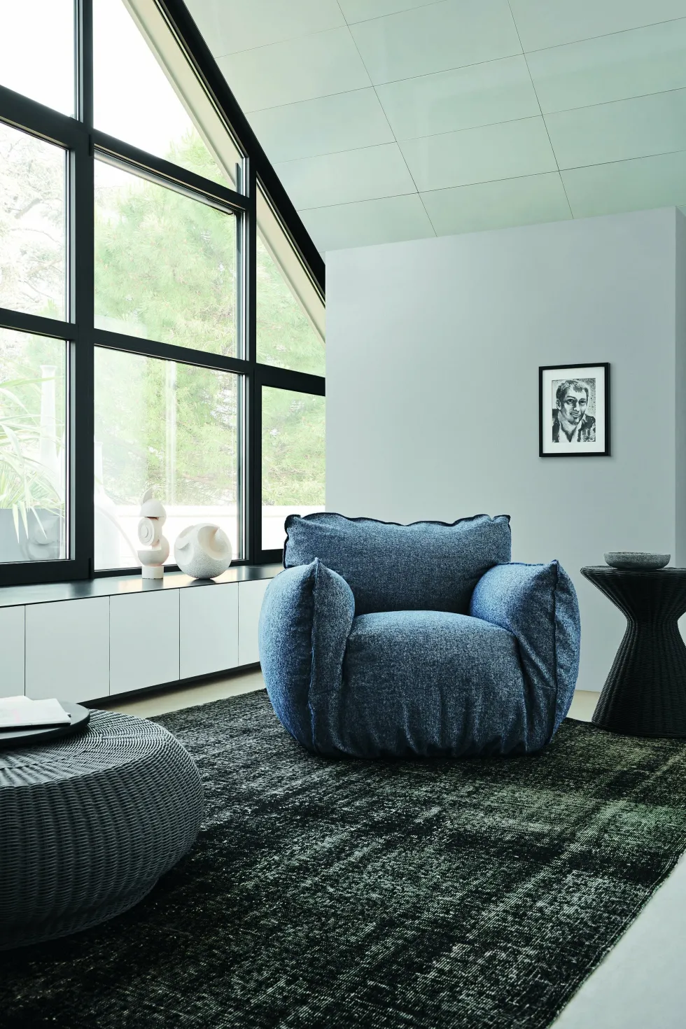 Fauteuil en tissu bleu snake Nuvola 05 - Gervasoni