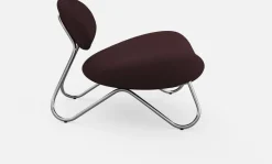 Fauteuil en tissu bordeaux et acier brossé Meadow - Woud
