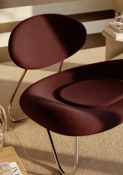Fauteuil en tissu bordeaux et acier brossé Meadow - Woud