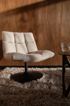 Fauteuil en tissu bouclé beige 81x66x78cm Bar lounge - Dutchbone