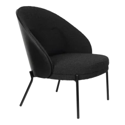 Fauteuil en tissu bouclé noir Rodin - Dutchbone