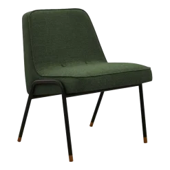 Fauteuil en tissu bouclé vert bouteille et métal 70 x 62 cm - 366 Concept