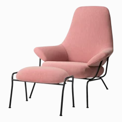 Fauteuil en tissu et repose-pieds Pink Hai - Hem