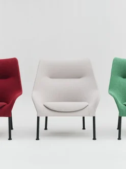 Fauteuil en tissu gris clair et acier noir O2 - HAY