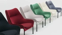 Fauteuil en tissu gris clair et acier noir O2 - HAY