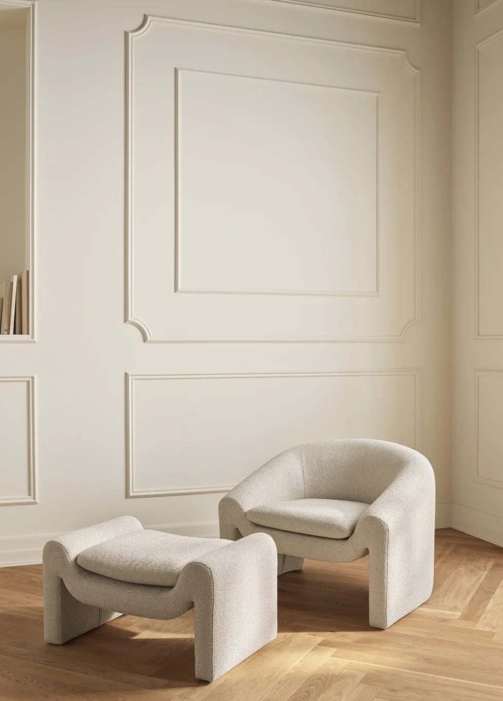 Fauteuil en tissus monza bouclé beige Mielo - Bolia