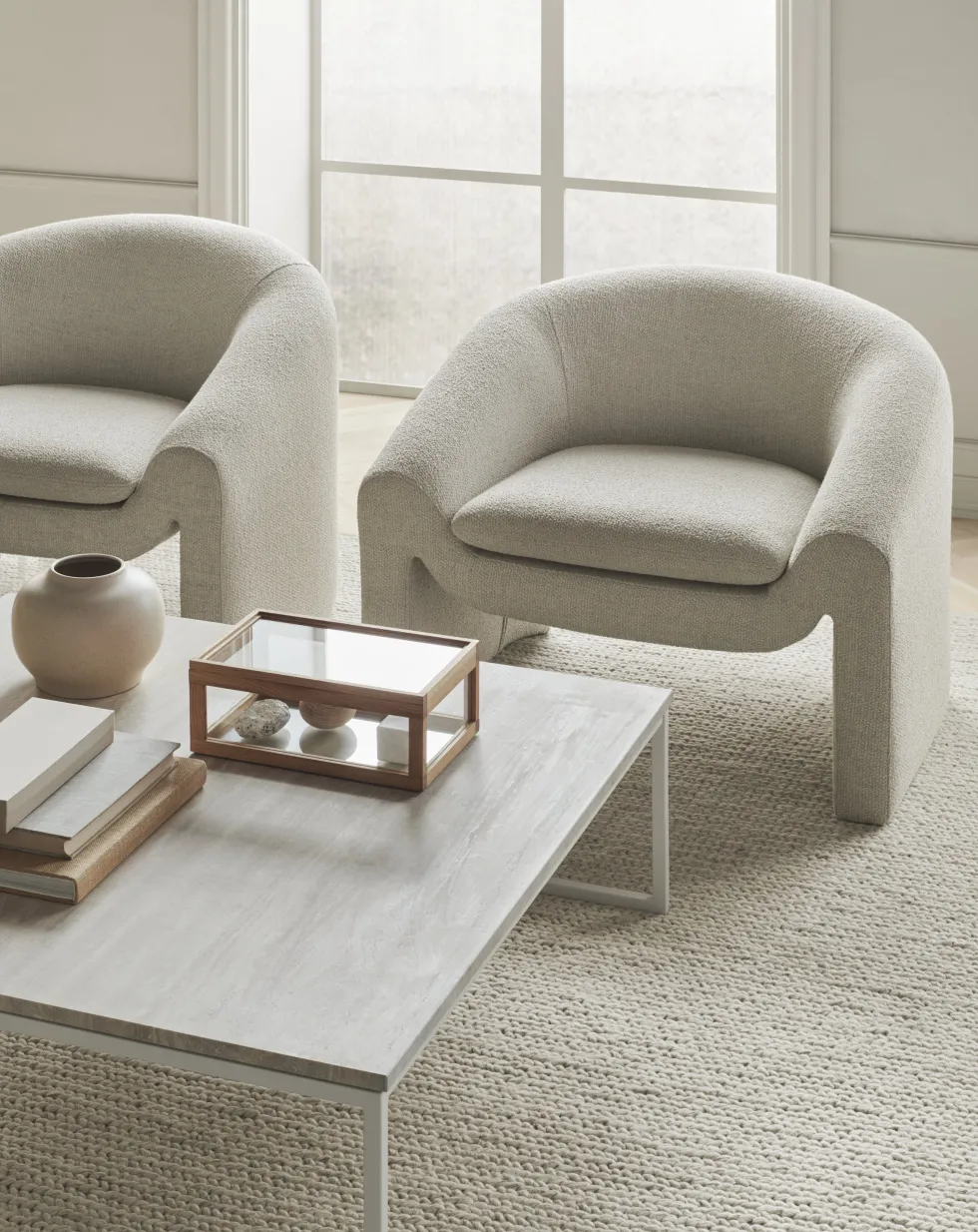 Fauteuil en tissus monza bouclé beige Mielo - Bolia