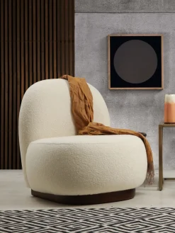 Fauteuil en tissu texturé blanc crème 85x74x75cm Tina - The Cool Republic