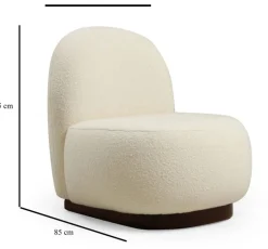 Fauteuil en tissu texturé blanc crème 85x74x75cm Tina - The Cool Republic