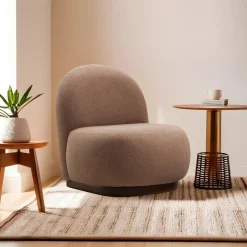 Fauteuil en tissu texturé marron 85x74x75cm Tina - The Cool Republic