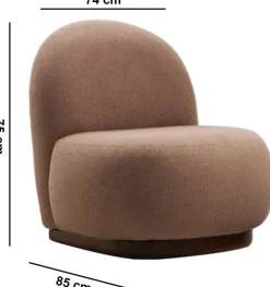 Fauteuil en tissu texturé marron 85x74x75cm Tina - The Cool Republic