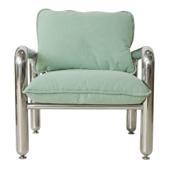 Fauteuil en tissu vert menthe et chrome 85x84,5x90 cm Lounge - HKliving