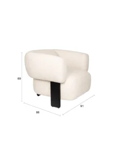 Fauteuil en velours beige et bois marron Neil - Zuiver