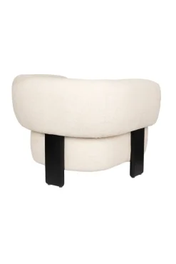 Fauteuil en velours beige et bois marron Neil - Zuiver