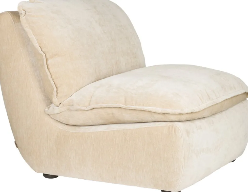 Fauteuil en velours beige Radley - Dutchbone