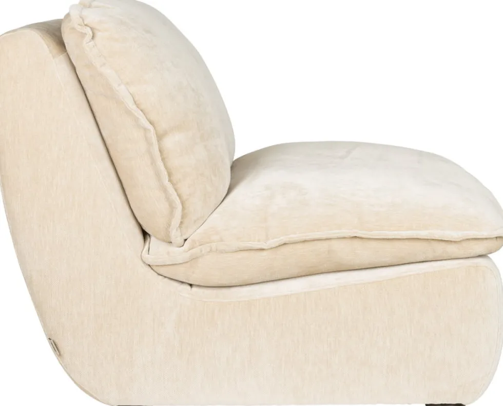Fauteuil en velours beige Radley - Dutchbone