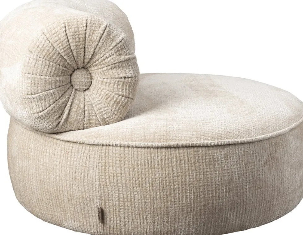 Fauteuil en velours beige Tilbury - Dutchbone