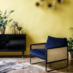 Fauteuil en velours rouge orangé Cannage - RED Edition