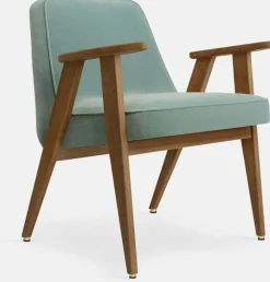 Fauteuil en velours vert bouteille et chêne foncé 66 x 64 cm Série 366 - 366 Concept