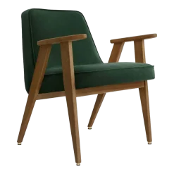 Fauteuil en velours vert bouteille et chêne foncé 66 x 64 cm Série 366 - 366 Concept