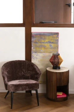 Fauteuil en velours violet Georgia - Dutchbone