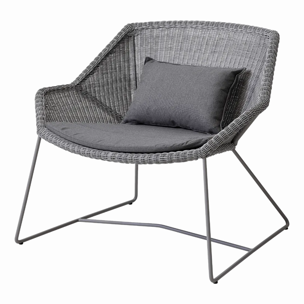 Fauteuil gris avec coussins gris Breeze lounge - Cane-Line