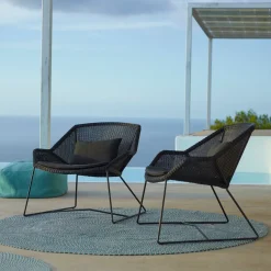 Fauteuil gris avec coussins gris Breeze lounge - Cane-Line