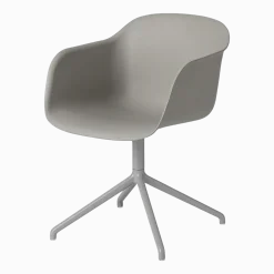 Fauteuil gris piétement pivot Fiber - Muuto