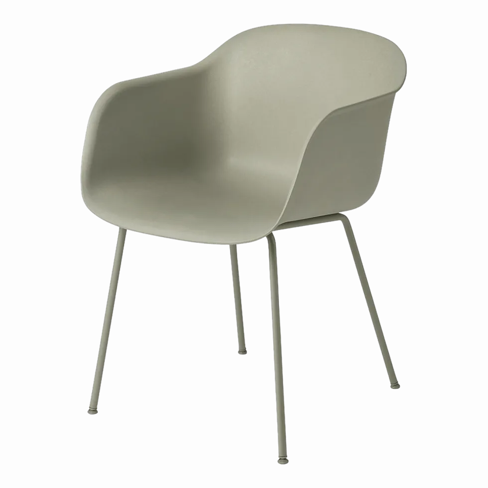 Fauteuil gris vert piétement tubes Fiber - Muuto