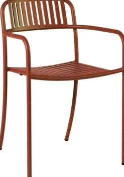 Fauteuil lames en acier inoxydable rouille fauve Patio - Tolix