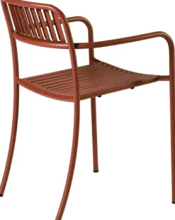 Fauteuil lames en acier inoxydable rouille fauve Patio - Tolix