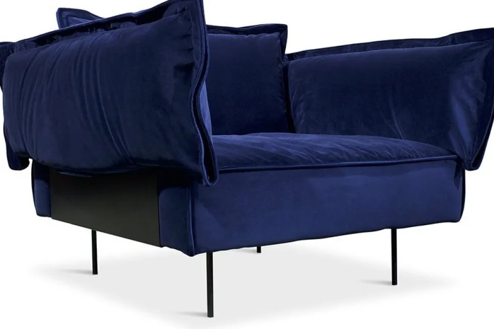 Fauteuil lounge bleu Velvet - HANDVÄRK