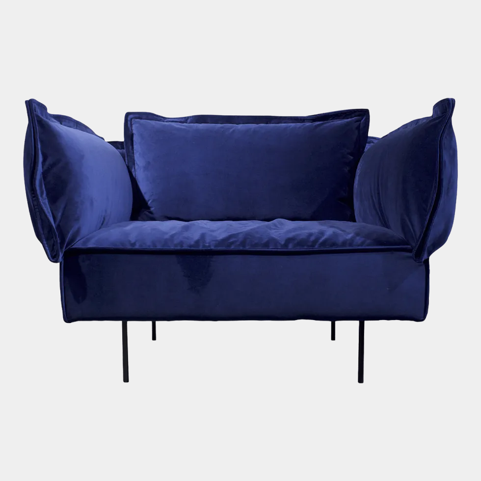 Fauteuil lounge bleu Velvet - HANDVÄRK