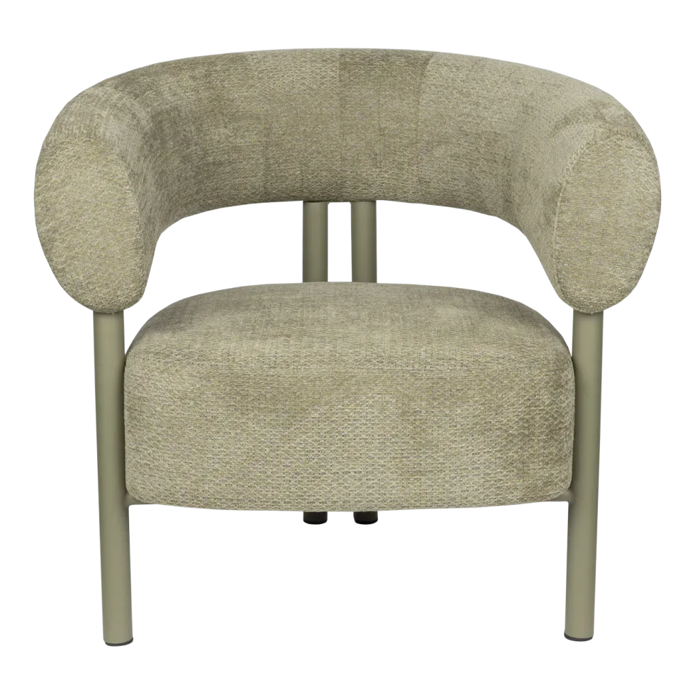 Fauteuil lounge en acier et polyester vert 70x82x75cm Heels - Zuiver