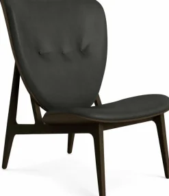 Fauteuil lounge en chêne fumé avec rembourrage en cuir anthracite Elephant - NORR11