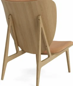 Fauteuil lounge en chêne naturel avec rembourrage en cuir camel Elephant - NORR11