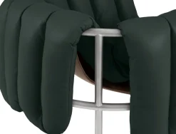 Fauteuil lounge en cuir vert foncé et acier Puffy - Hem