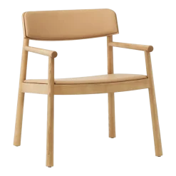 Fauteuil lounge en frêne brun et cuir camel Timb Tan/ Ultra Leather Camel - Normann Copenhagen
