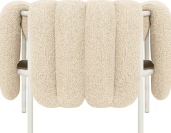 Fauteuil lounge en laine beige et acier crème Puffy - Hem