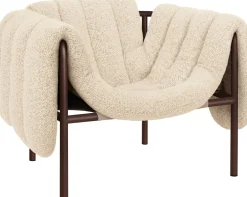 Fauteuil lounge en laine beige et acier marron Puffy - Hem