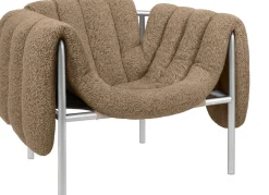 Fauteuil lounge en laine marron et acier Puffy - Hem
