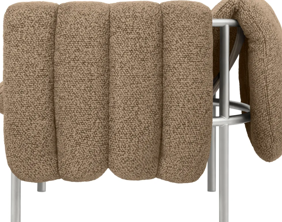 Fauteuil lounge en laine marron et acier Puffy - Hem