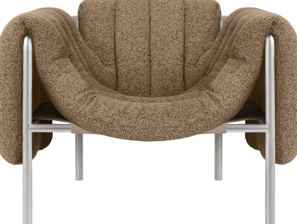Fauteuil lounge en laine marron et acier Puffy - Hem