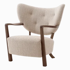 Fauteuil lounge en noyer huilé et laine beige 85 x 85 x 84 cm Wulff ATD2 - &tradition