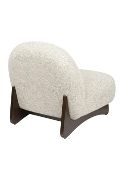 Fauteuil lounge en tissu beige et bois de frêne Loom - Dutchbone