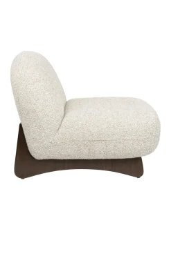 Fauteuil lounge en tissu beige et bois de frêne Loom - Dutchbone